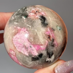 Cobalto Calcite Sphere with Malachite Inclusions, Collector’s Congo cobaltoan calcite, HQ Crystals A Must-Have Collectible