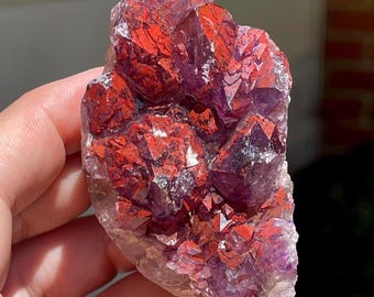 Lustrous Hematite included Amethyst - Hyderabad, India: Collector's Mineral Display Crystal Unpolished Specimen, Self standing