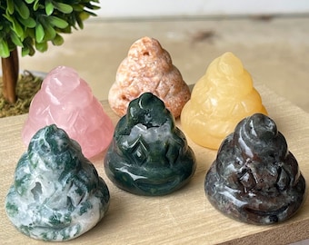 Crystal Poop Carvings |Calcite, Rose Quartz , Moss Agate, Yooperlite | Home Decoration | Funny Crystal Carvins|Crystal Gifts,Energy crystals