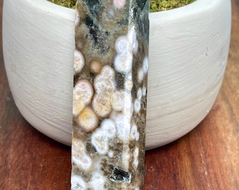 6th Vein Ocean Jasper Druzy Slab| Green Yellow Blue Ocean Jasper | Druzy Jasper vein | Ocean Orbicular Jasper | Raw Ocean Jasper