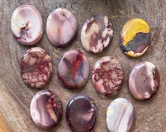 Mookaite Jasper Thumb Stone - Meditation Tool for Calmness - Colorful Mookite Jasper Worry Stone Flat Palm  - You Pick