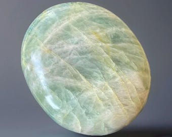 Aquamarine Large Palmstone, Untreated Blue Green Natural aquamarine, Polished Aquamarine Pocket Crystal