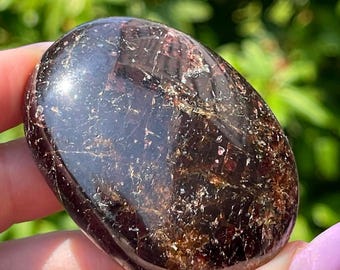 Almandine Garnet Palmstone, Rare Collectors Crystal Polished Gemstone, Natural Large Garnet Palm for traveling