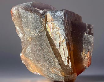 Baltistan Fluorite with Chalcopyrite, Collectors Natural Mineral Specimen, Iridescent Blue Purple Crystal