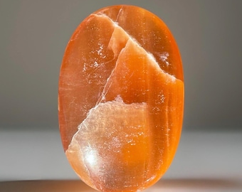 Mexican Cherry Calcite XXLarge Palmstone : Colorful Crystal, Polished Gemstone  (93)