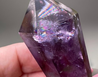 Amethyst DT packed with Rainbows, Deep Purple Amethyst Double Point, Grape Amethyst High Quality Crystal