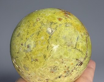 Green Opal XXL Statement Sphere, Natural Green Crystal Ball 74mm, Olive Green Polished Opal (435)