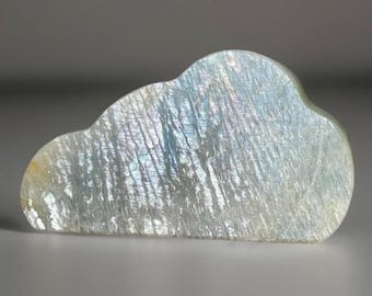 Green Moonstone Cloud Carving, Incredible Flash Silky Moonstone, Unique Crystal Find - #27