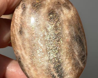 Black Sunstone Palmstone, Lattice Confetti Sunstone, AAA Grade Crystal Gifts, Unique Rare Rainbow Confetti sunstone