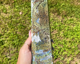 Blue Moss Agate Druzy XXL Tower |Gold Moss Agate point | Home Decoration |AAA Mineral specimens | ReikiHeal |Crystal Gifts,Energy crystals