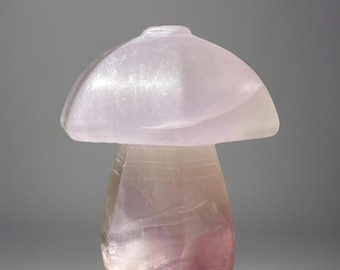 Lavender Fluorite Mushroom • YTTRIUM FLUORITE • Crystal Mushroom Carving