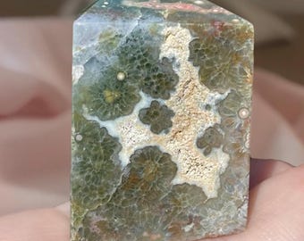 Orbicular Ocean Jasper Small Freeform Crystal, Natural Unique Madagascar 7th vein Floral Orb Jasper ( 490 )