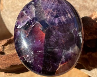 Amethyst HQ Palmstone, Natural Purple Alien Amethyst for Cabinet Display, Unique Collector Decor Piece, Crystal Pocket Rock(408)