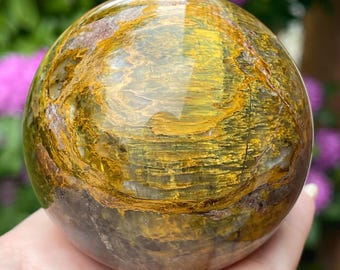 NELLITE Pietersite XL Sphere, Natural Rare Flashy HQ Unique Crystal Orb - 72mm