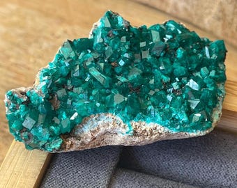 Dioptase & Shattuckite Specimen, Striking Emerald Green Dioptase