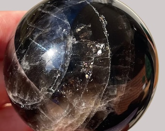 Star Black Rose Quartz Sphere with Rainbows • Madagascar Dark Rose Quartz • HQ Unique Crystals with Asterisms