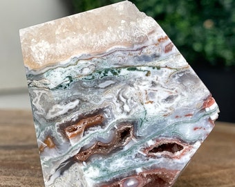 Pink Moss Agate Freeform, Morganite Color Druzy Quartz Polished Moss Agate, Rare Agate Crystals