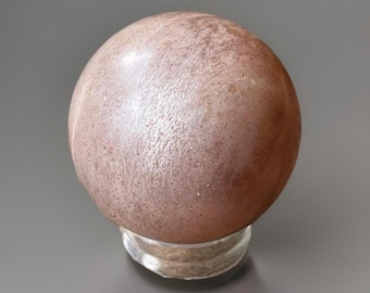 Rose Gold Moonstone Sphere, Peach Sunstone Moonstone High Quality Ball with Silver Flash - #96