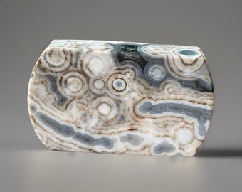 8th Vein Ocean Jasper Slab Dog Tag Pendant with Blue Orbs , AAA Orbicular Ocean Jasper Madagascar collectors edition