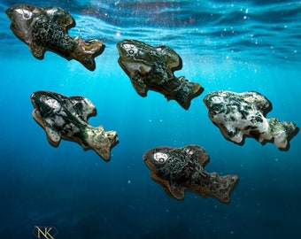 Moss Agate Shark Fish Crystal Carving