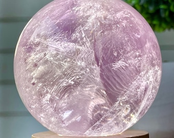 Phantom Amethyst Large HQ Sphere with rainbows, Collector’s Amethyst Polished Gemstone, Unique Natural Crystals