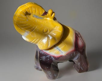 Mookaite Jasper Elephant Crystal Carving, Natural Gemstone Sculpture, Unique Crystal Whimsical Home Decor