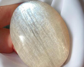 Green Moonstone Palmstone, High Quality Silky Moonstone, Rare Crystal Find