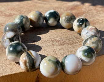 8th Vein Ocean Jasper Bracelet Big beads, Orbicular Ocean Jasper old stock collectors edition gift