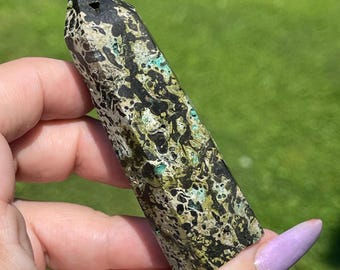 Epidote with Copper and Chrysocolla Tower - #50