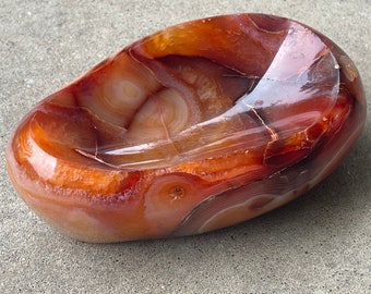 Carnelian Agate Crystal Bowl 5 inch, Red Agate Gemstone Home Decor