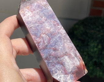 Gem Lepidolite XL Crystal Point deep purple pink color, AAA Quality Rare Mica Crystal Gift