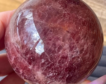 Strawberry Quartz Sphere, Polished Sparkly HQ Tanzberry Quartz Crystal XXL Orb (67)