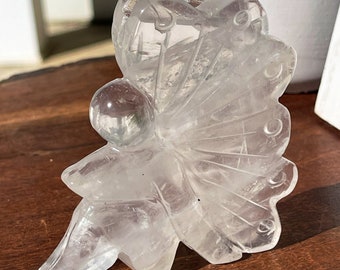 Clear Quartz XL Fairy Carving