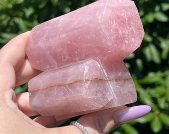 Rose Quartz Large Double Barrel Crystal Freeform, Natural Pink Crystal Rough & Polished from Brazil, Uniquely Shaped Rose Quartz