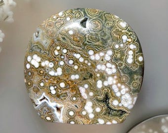 Orbicular Ocean Jasper Freeform, Druzy Bubble Jasper Rounded Flame, Unique Madagascar Vein Jasper