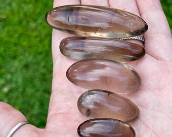 Gemmy Smoky Quartz Elongated Smokey Palm Stone Tumble