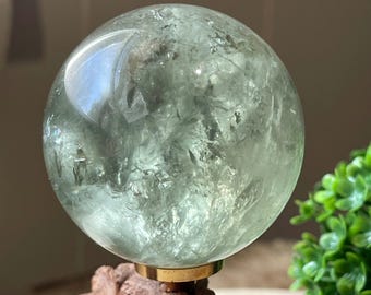 Prasiolite Sphere, Green Amethyst Stunning Crystal Ball, Meditation Gift, Crystal Grids Gem, Green Quartz Polished Sphere