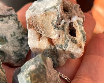 Raw Green Moss Agate Crystal