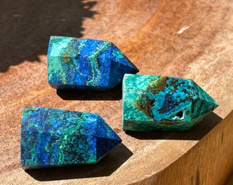 Chrysocolla Tower | positive energy flow | Crystal mini towers | AAA grade Crystal’s | Azurite, Malachite, Turquoise