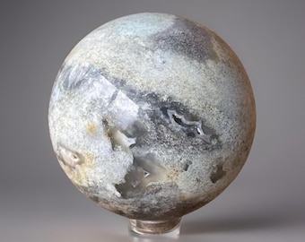 Trolleite Sphere, Metaphysical Crystals, Blue Grey Crystal Gift Ball, Polished Unique Natural Gems, Throat Chakra