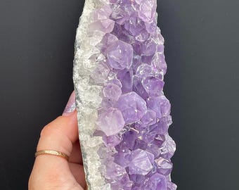 Amethyst Cluster Tower - Natural Gem Cut base - Crystal Specimen