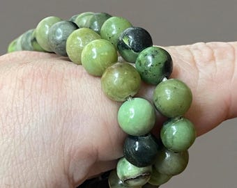 Serpentine Bracelet 8mm - Natural Gemstone Bracelet- Infinite Stone Crystal Bracelet - New Jade Beads