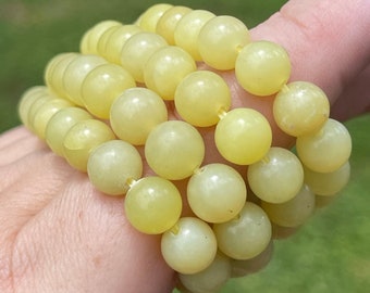 Lemon Green Opal 8 mm Beads Stretch Crystal Bracelet