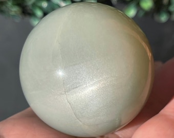 Sage Green Moonstone Large Sphere, Silky Moonstone Polished Stone, Rare Crystal Find (361)