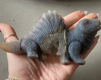 Druzy Agate Carved Dinosaur | Crystal Carvings | Agate Dinosaur | Druzy Agate Animal Carvings