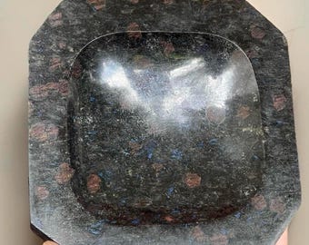 Black Tourmaline Garnet & Astrophyllite Crystal Large Heavy Bowl - 3.2 pounds