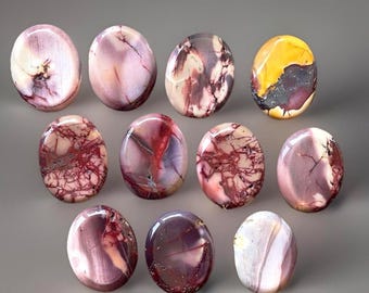 Mookaite Jasper Thumb Stone - Meditation Fidget Flat Crystal - Colorful Mookite Jasper Worry Stone Flat Palm  - You Pick