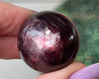 Gem Lepidolite Sphere | Energy Balancing Stone | Raspberry Wine Lepidolite Small Sphere | Spiritual Meditation Unique Rocks
