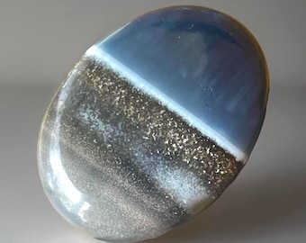 Blue Opal Flat Back Small Palm - Cabochon Gemstone