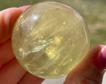 Natural Citrine Sphere - Golden Yellow Citrine - Rainbow Citrine Ball - Crystal Home Decor - Unique Polished Gemstone